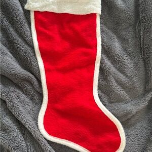 Vintage Tall 23 inch Plush Red White Christmas Stocking Faux Fur